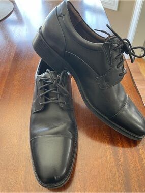 Men's Black Leather Derby Dress Shoes - Classic Lace-Up